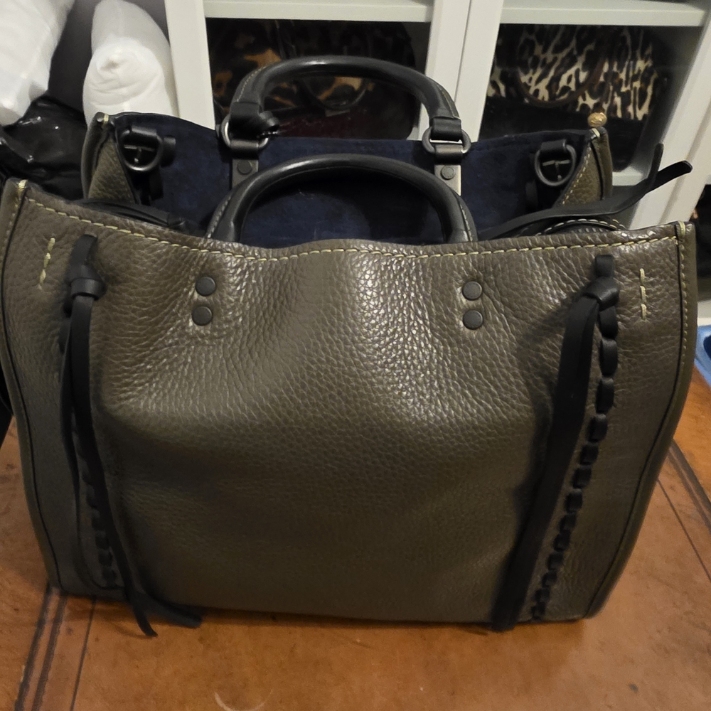 CUSTOM Coach 1941 Rogue 31 Satchel Glove Tanned Pebble Leather Olive Green NWOTi - Picture 3 of 8